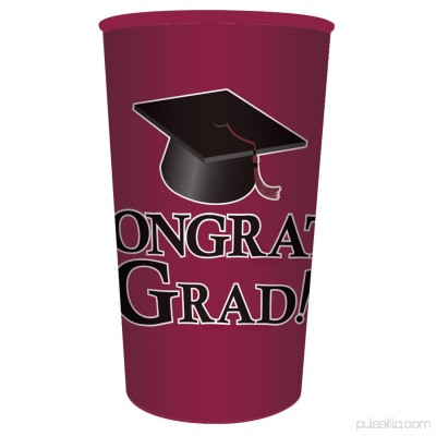 Club Pack of 20 Burgundy Congrats Grad! Graduation Party Souvenir Tumbler Drinking Cups 22 oz.